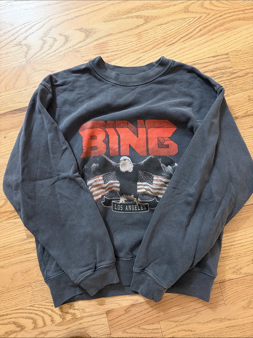 Anime Bing Graphic Crewneck Sweatshirt - Charcoal